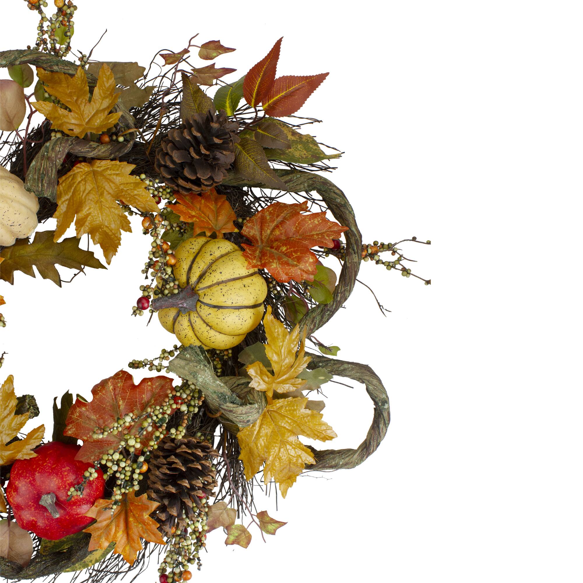 24" Sunflower, Pumpkin & Pinecone Fall Harvest Wreath